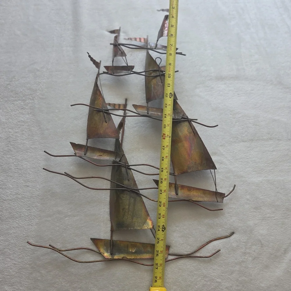 Vintage Torch Cut Metal Sailboat WallArt Jere Style Nautical Coastal Cottagecore